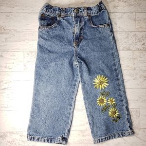 Embroidered Jeans Yellow Flowers